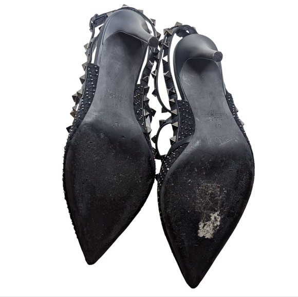 Valentino Garavani Rare Black Rockstud Caged Pointed Studded Heel Size EU 40 - Picture 8 of 10